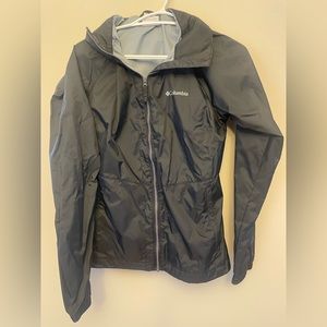 Water resistant black Columbia Shell Jacket with hidden hood
